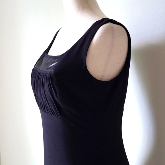 David Meister Black Empire fitted Dress w/ faux leather detail - Picture 5 of 16